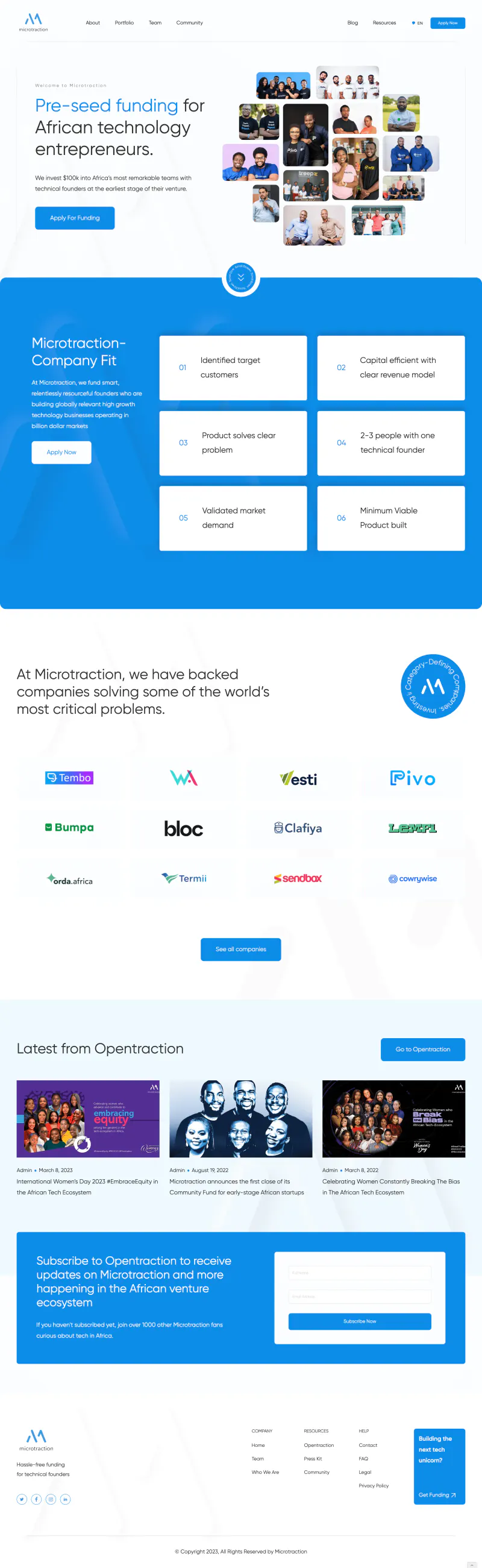 Microtraction website homepage