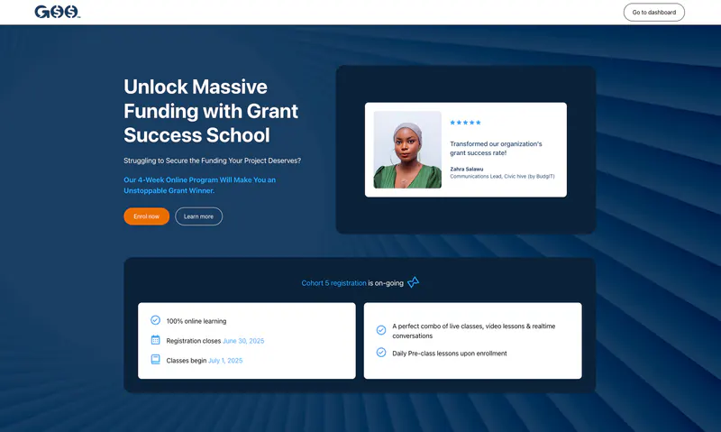 Grant Success School website homepage